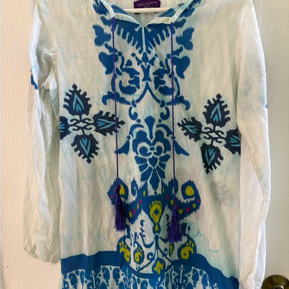 Sana Safinaz  Women's Blue and White Boho Top